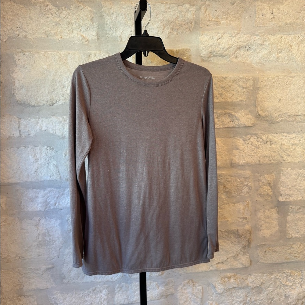 Simply Vera Vera Wang-Taupe Long Sleeve Top